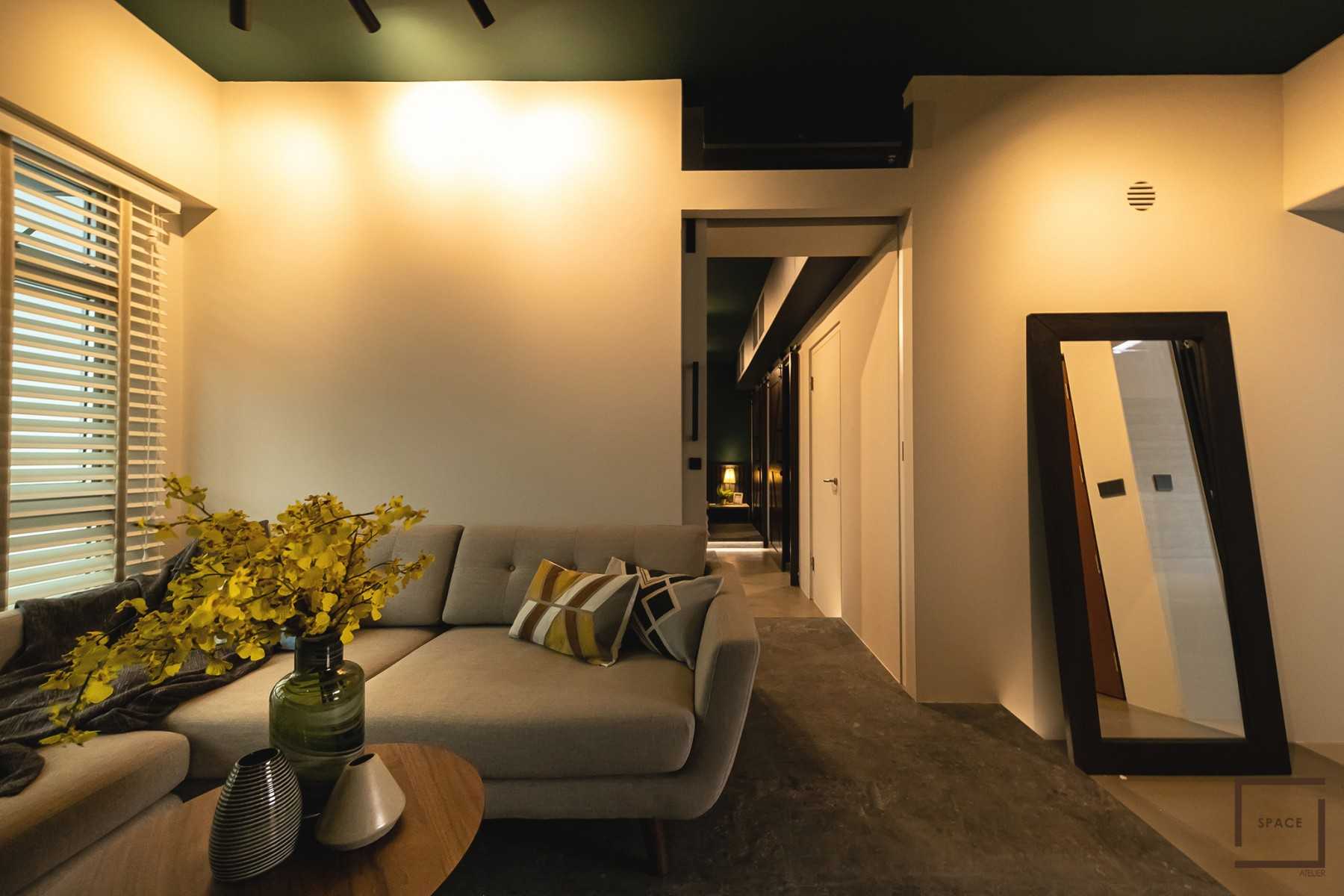 Industrial Living Room with TV Console and Drop Light