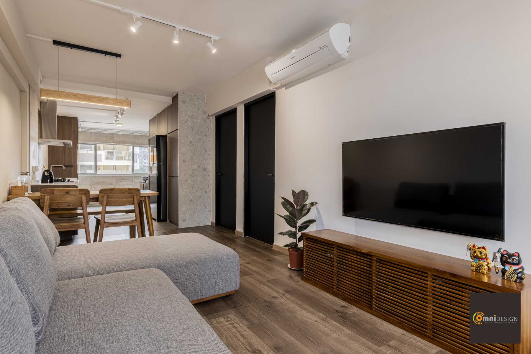Contemporary Living Room with Vinyl Flooring and TV Console