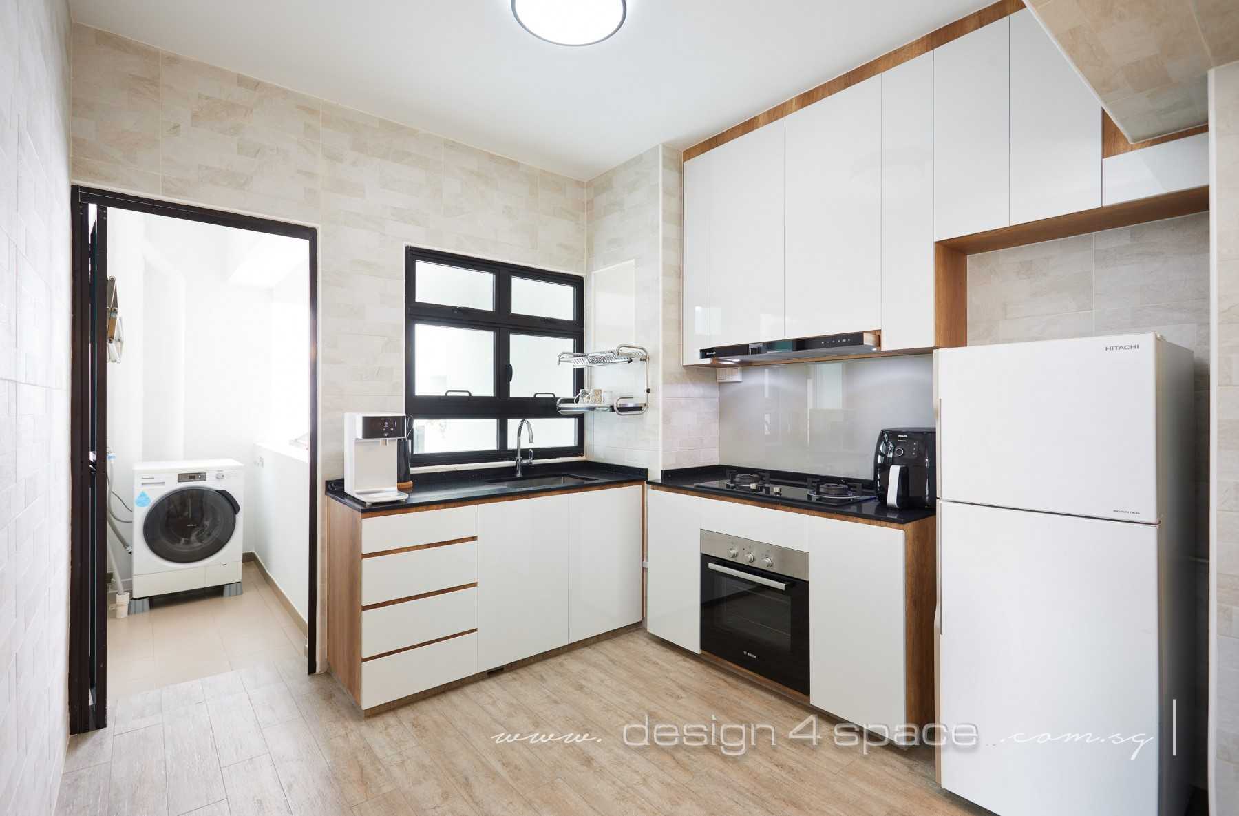 Contemporary Kitchen with Wood Flooring and Kitchen Window
