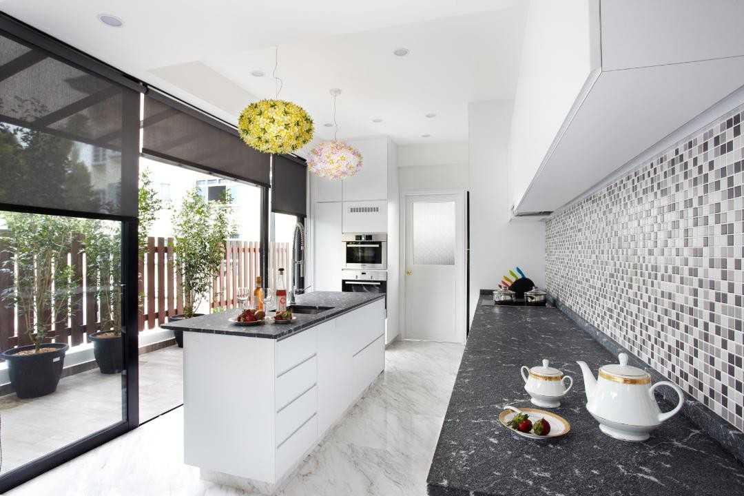 Eclectic Kitchen with Countertop and Kitchen Window