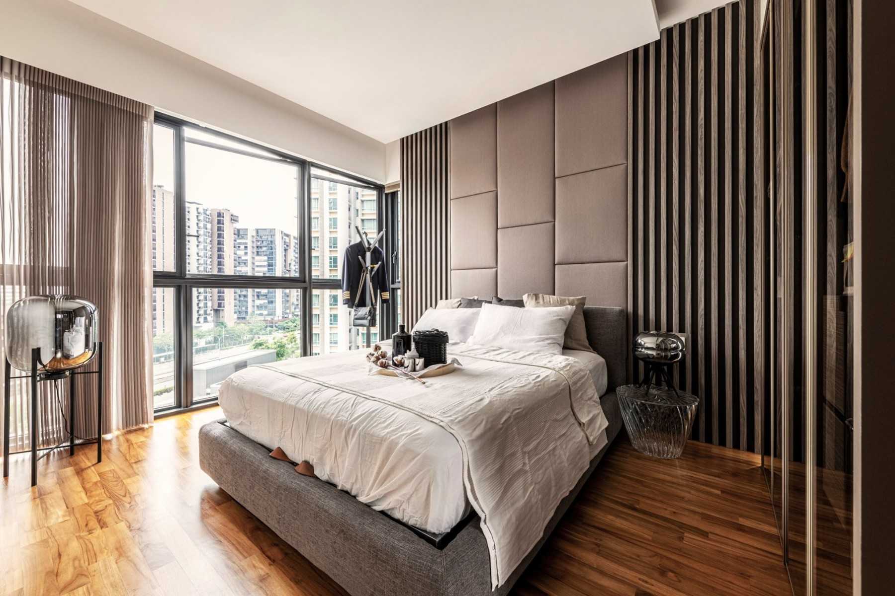 Contemporary Bedroom with Cove Lighting and Wardrobe