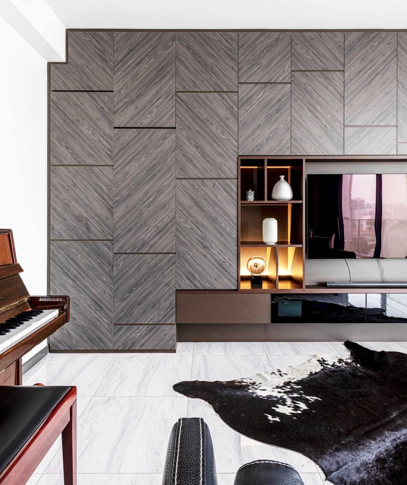 Contemporary Living Room with TV Console and Sofa