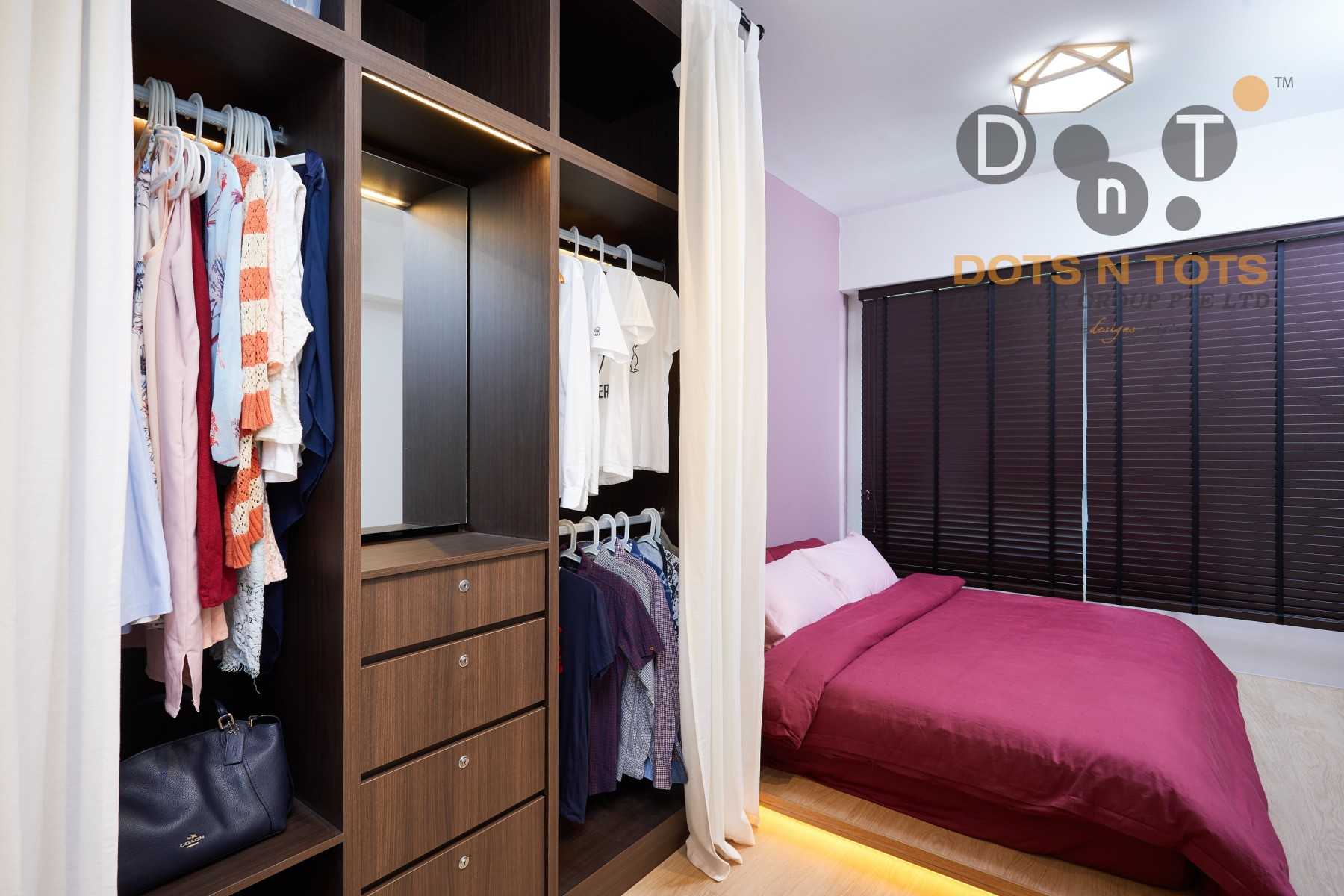 Scandinavian Bedroom with Platform Bed and Built-in Bed