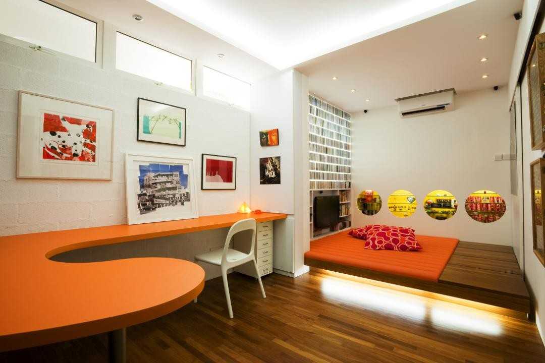 Vintage Study with Paintings and Desk