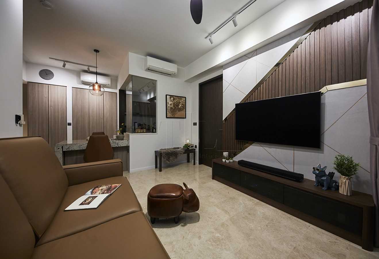 Contemporary Living Room with TV Console and Feature Wall