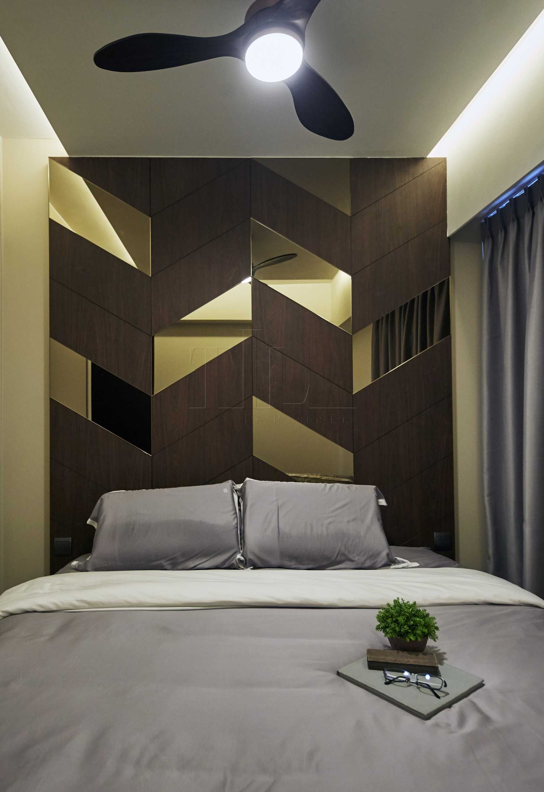 Contemporary Bedroom with Feature Wall and Mirror