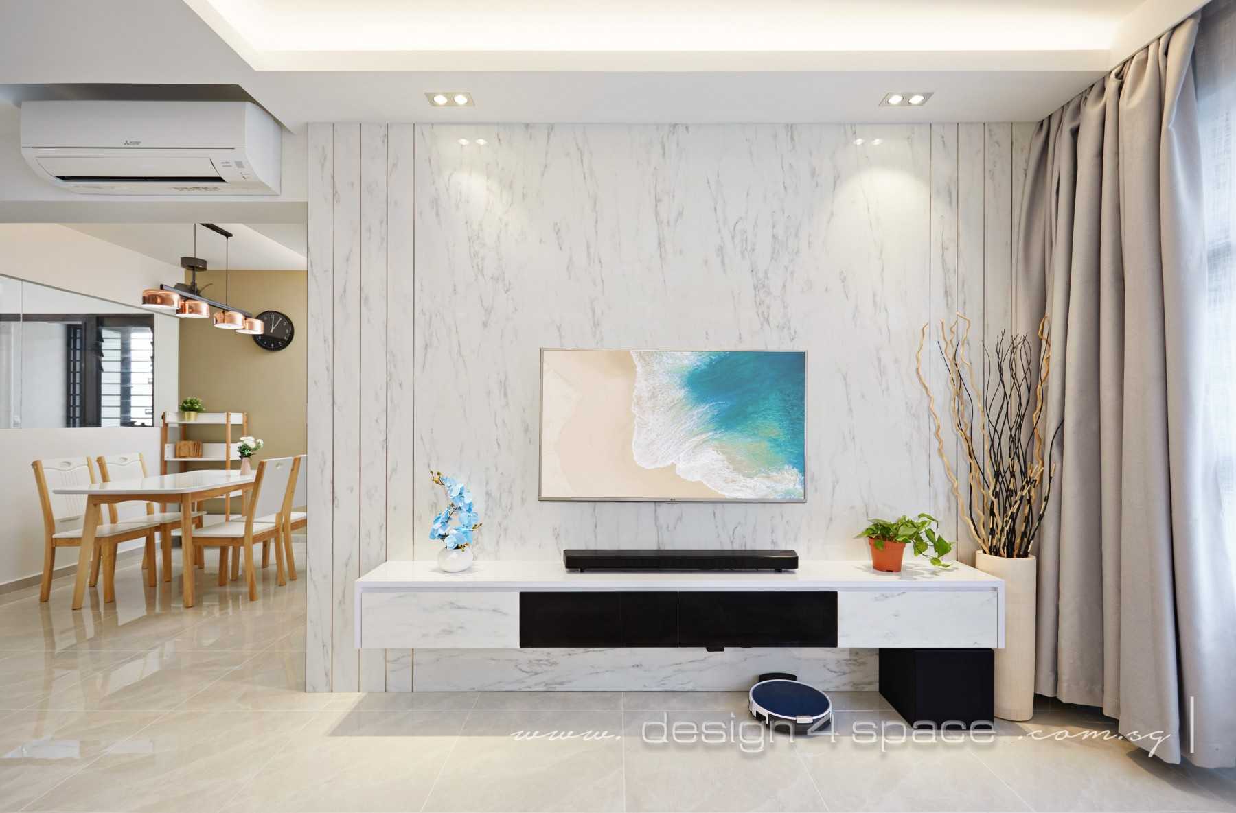 Modern Living Room with TV Console and Paintings