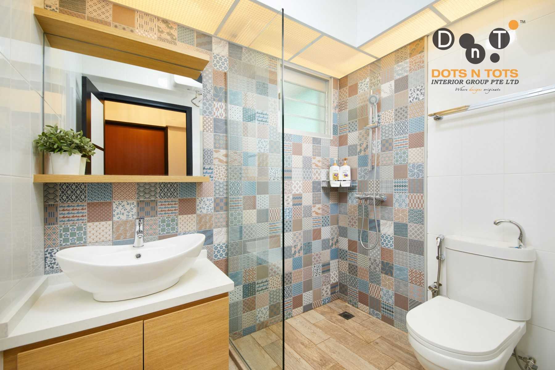 Country Bathroom with Wood Flooring and Mirror