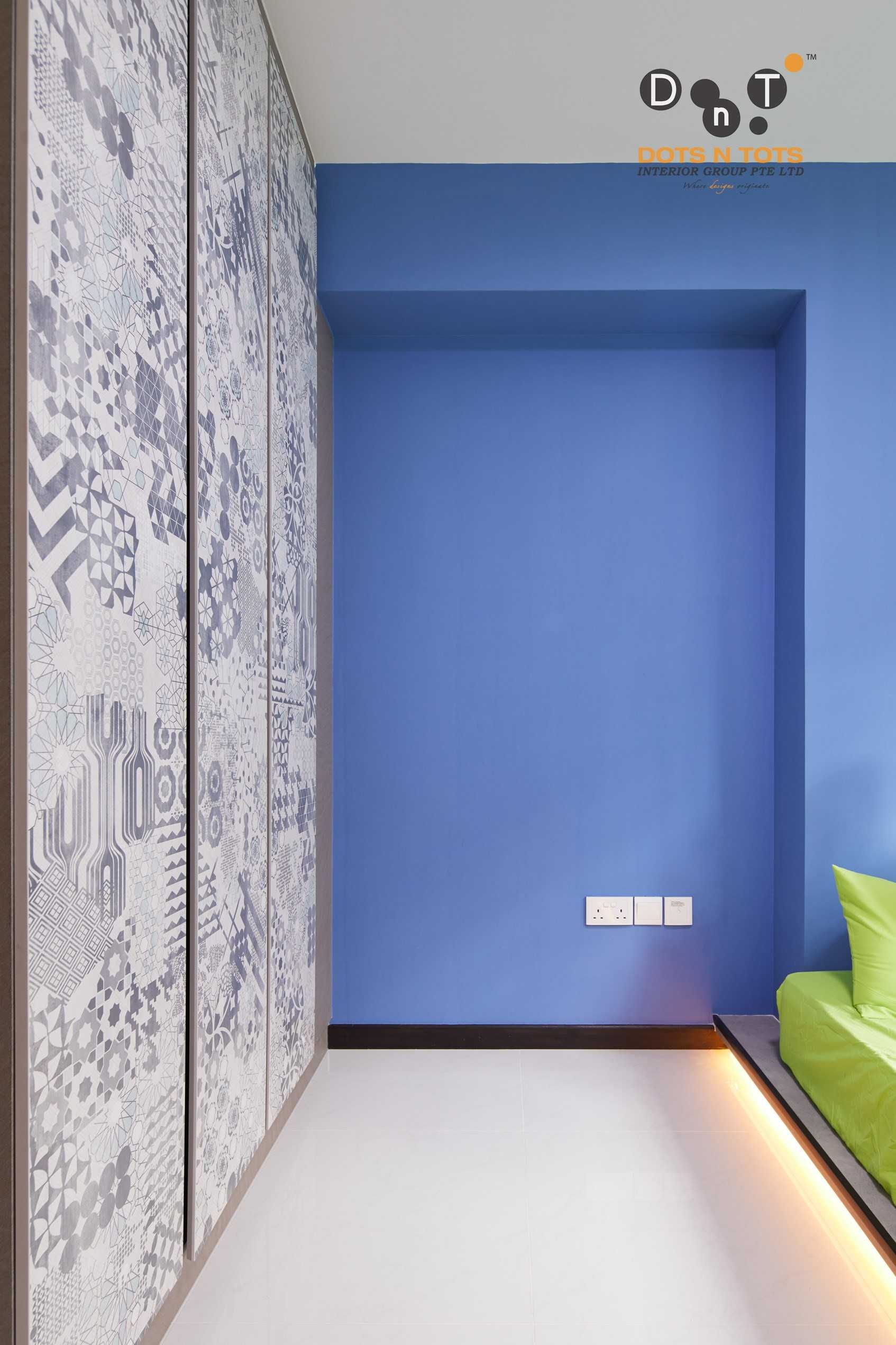 Country Bedroom with Homogeneous Tiles and Ceiling Light