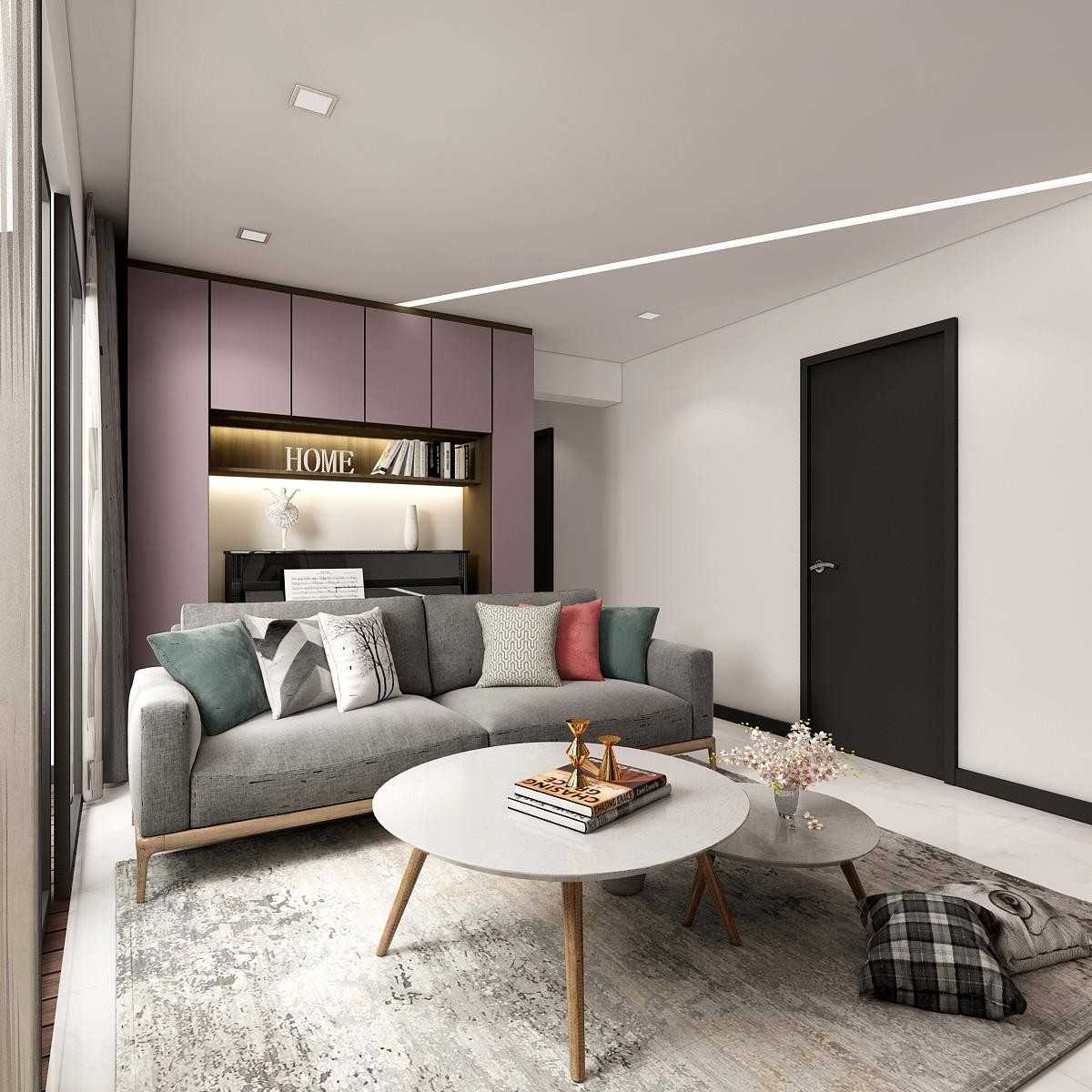 Modern Living Room with Cove Lighting and Drop Ceiling