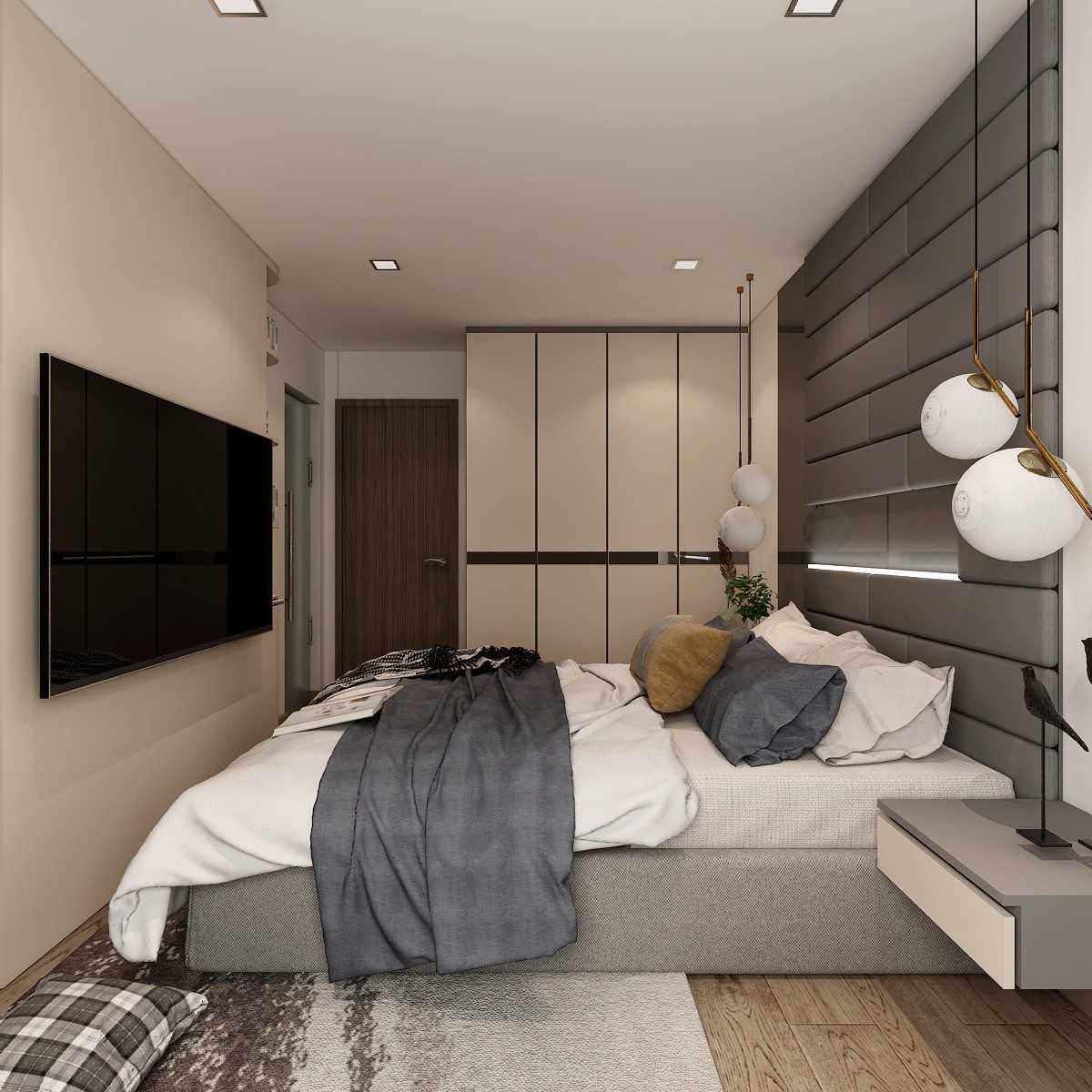 Contemporary Bedroom with Vinyl Flooring and Drop Ceiling