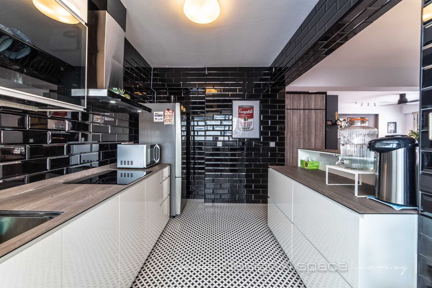 Industrial Kitchen with Countertop and Kitchen Window