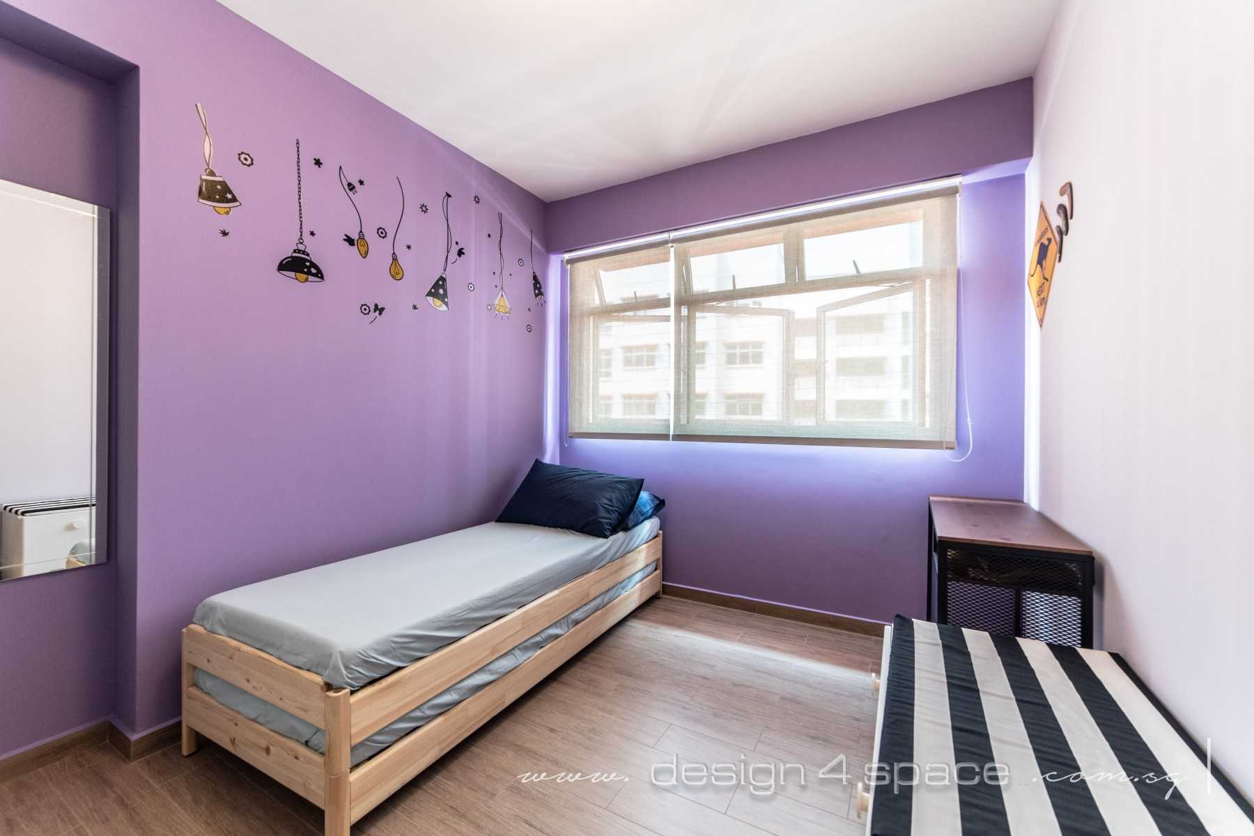 Industrial Bedroom with Vinyl Flooring and Single Bed