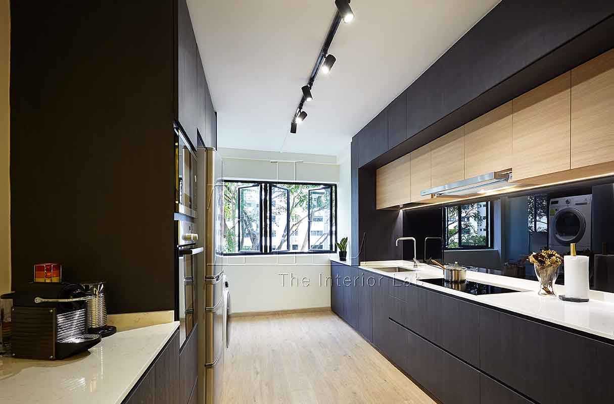 Industrial Kitchen with Countertop and Kitchen Window