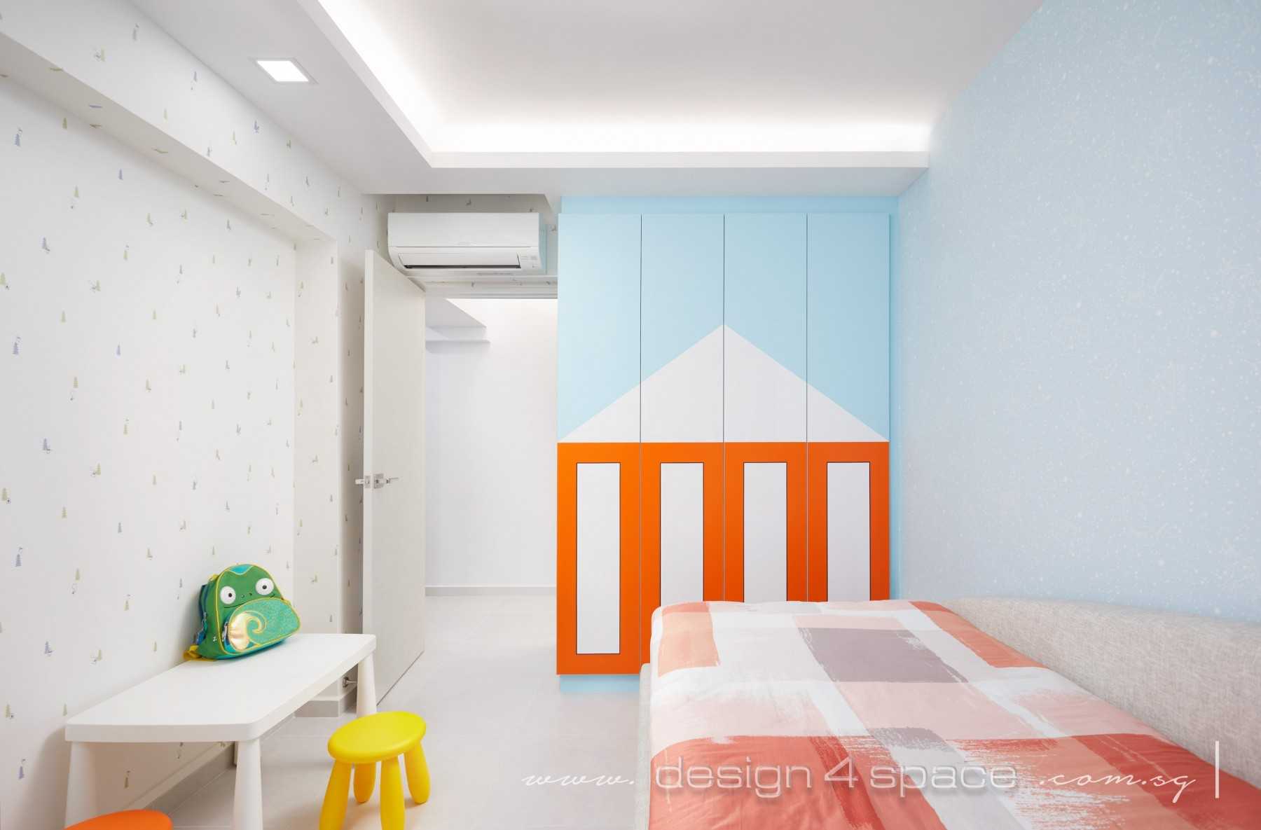 Contemporary Bedroom with Homogeneous Tiles and Herringbone Tiling