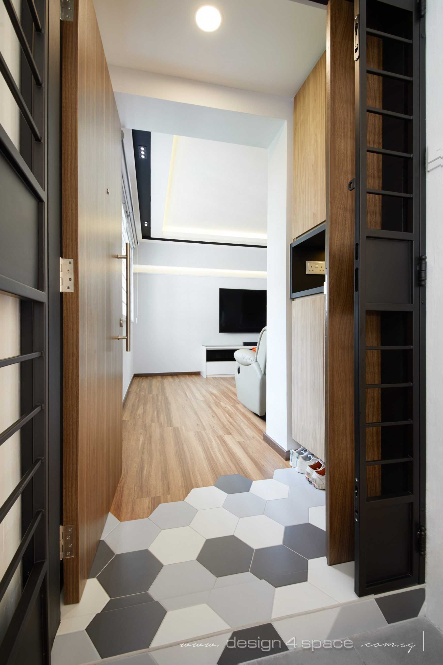 Contemporary Entryway with Mirror and Seating Bench