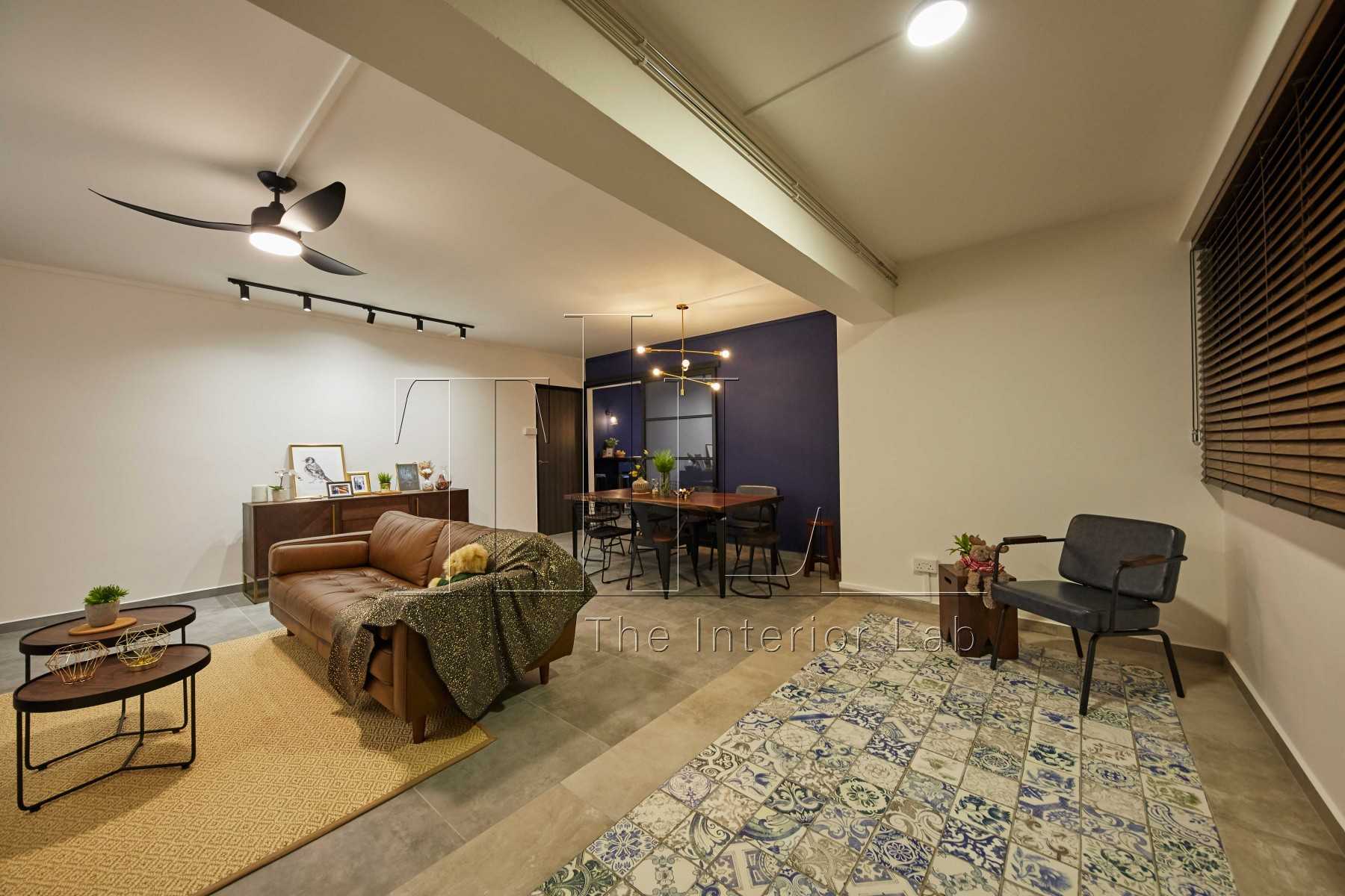 Contemporary Balcony with Cement Floor and Curtain