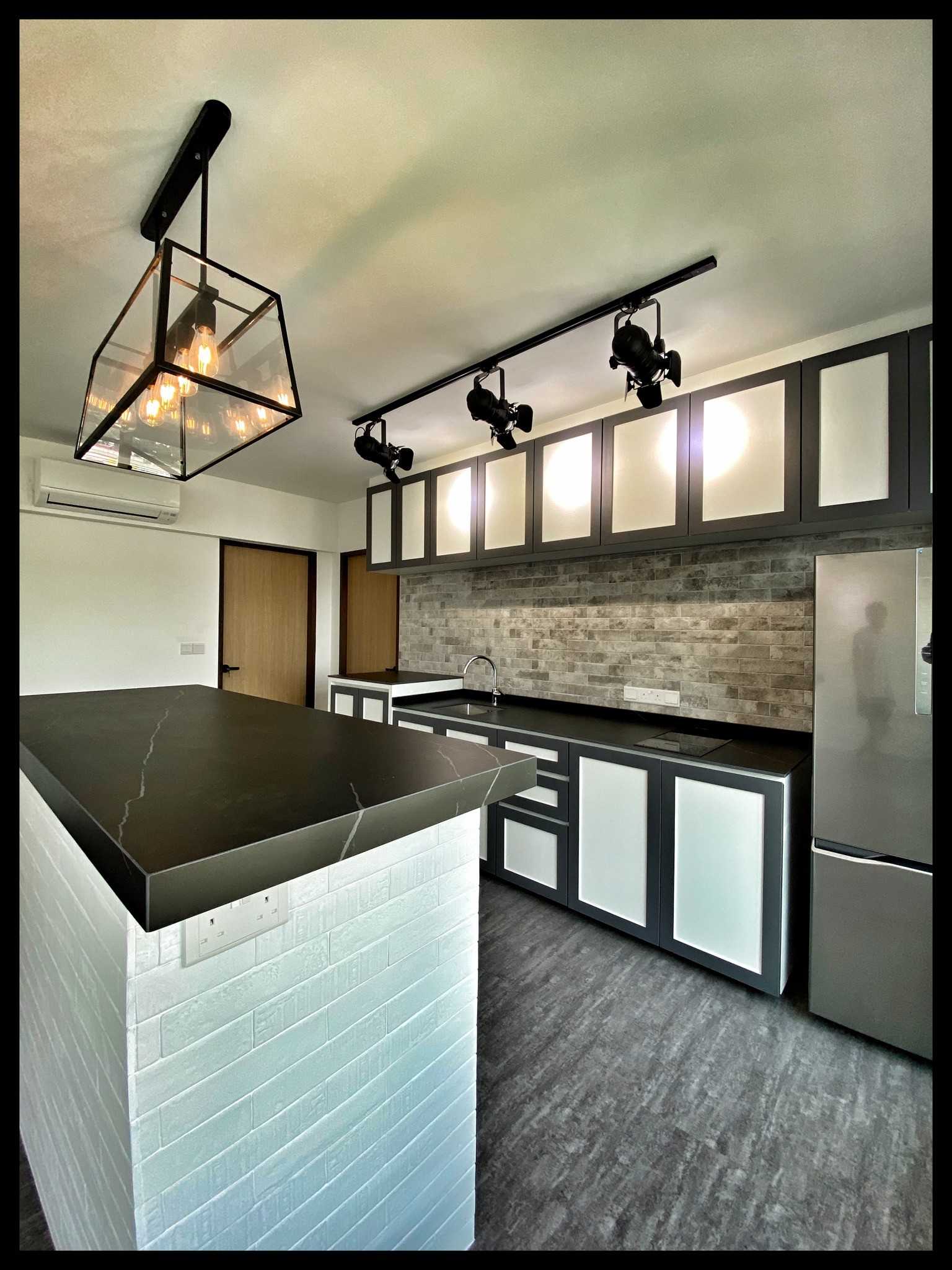 Country Kitchen with Countertop and Vinyl Flooring