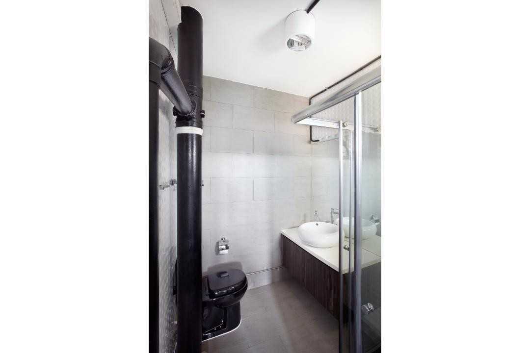 Industrial Bathroom with Bathroom Sinks and Bathroom Lighting
