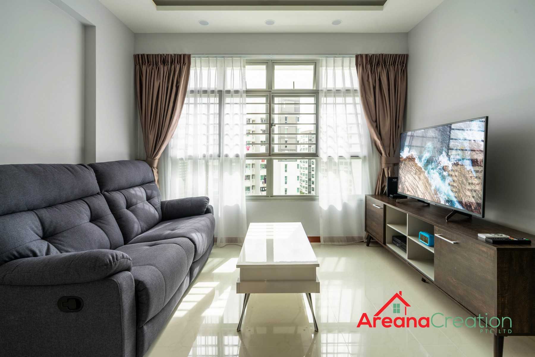 Contemporary Living Room with TV Console and Feature Wall