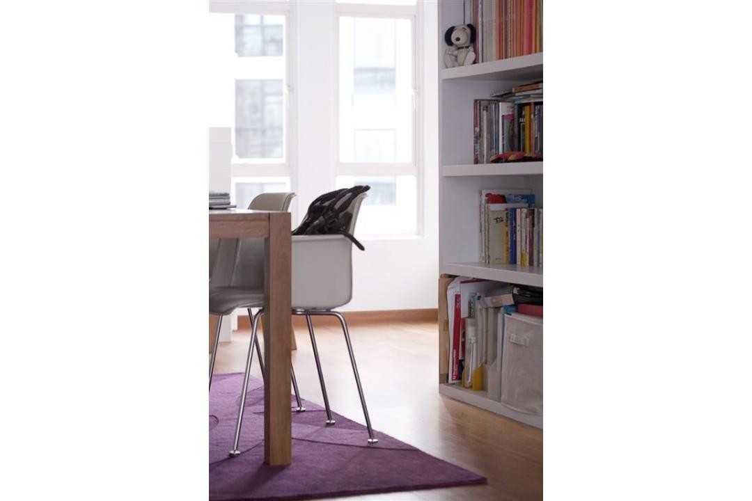 Eclectic Balcony with Bookshelf and Desk Chairs