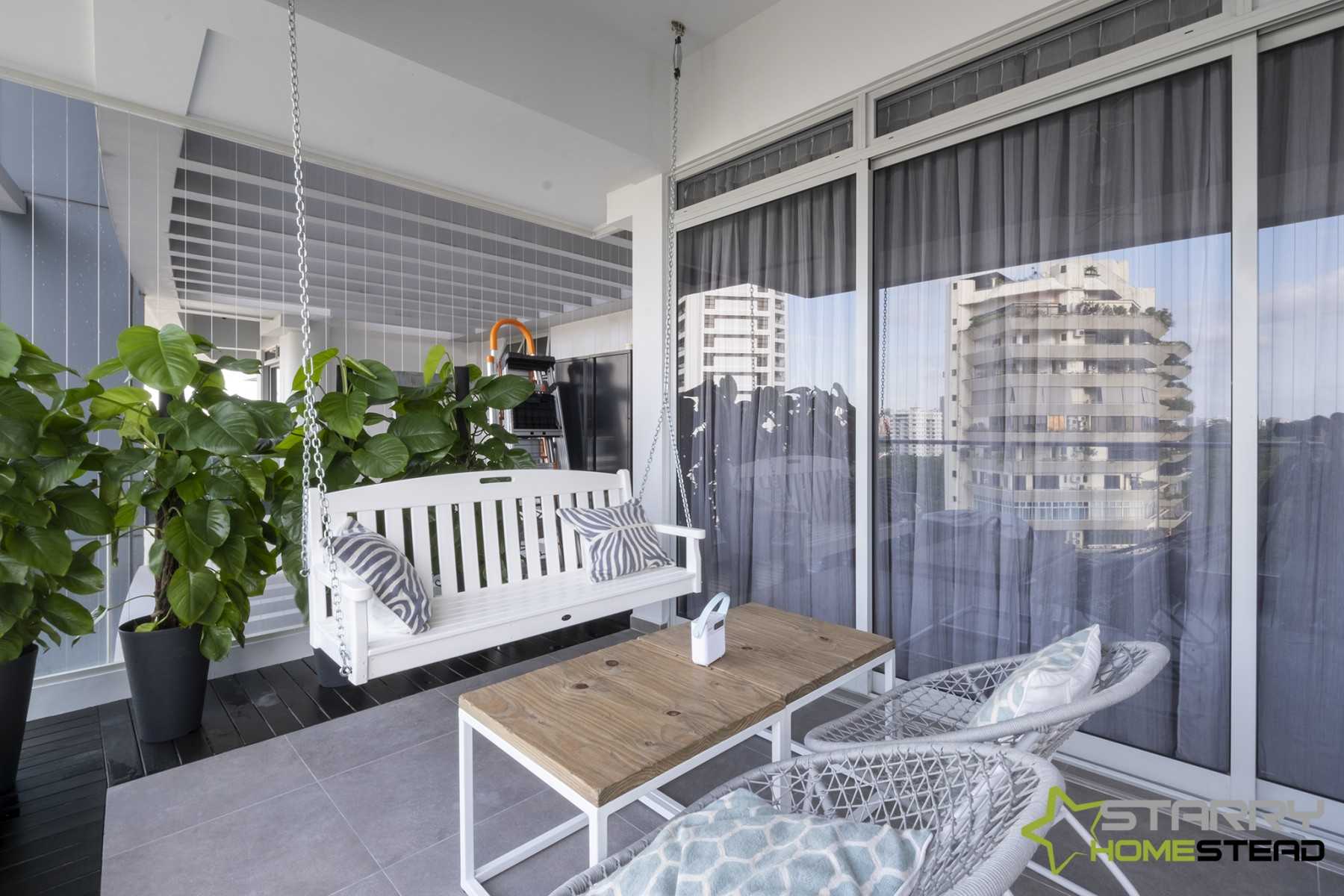 Vintage Balcony with Outdoor Table and Outdoor Chairs