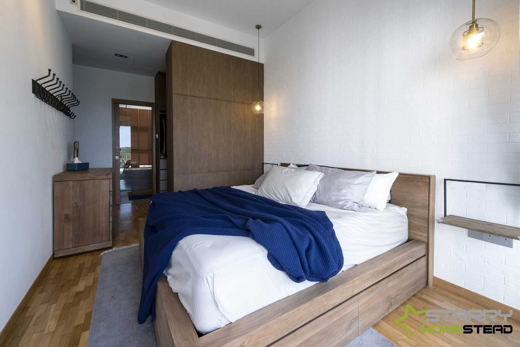 Vintage Bedroom with Platform Bed and Wardrobe