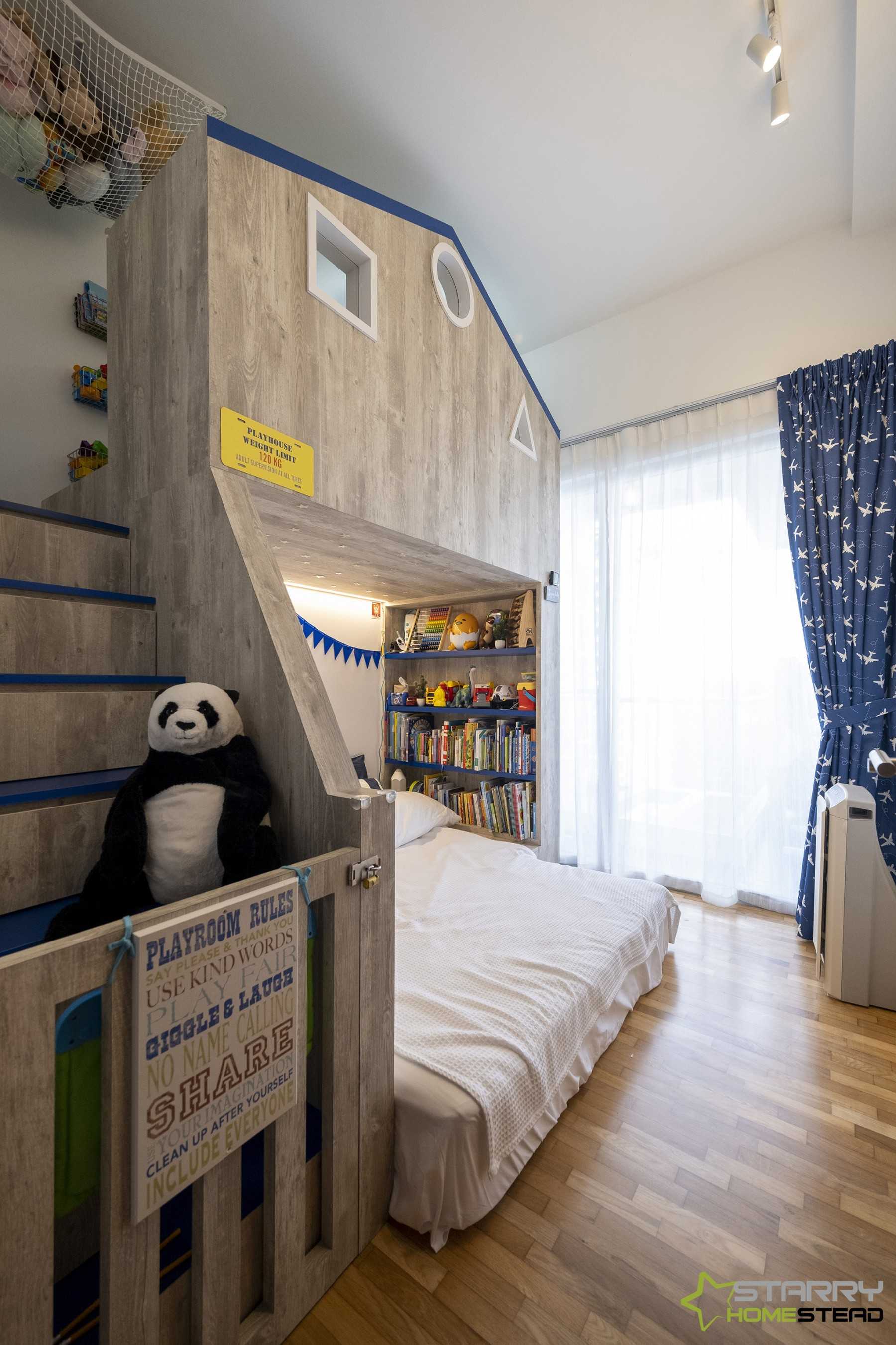 Vintage Kids Room with Built-in Bed and Children's Beds