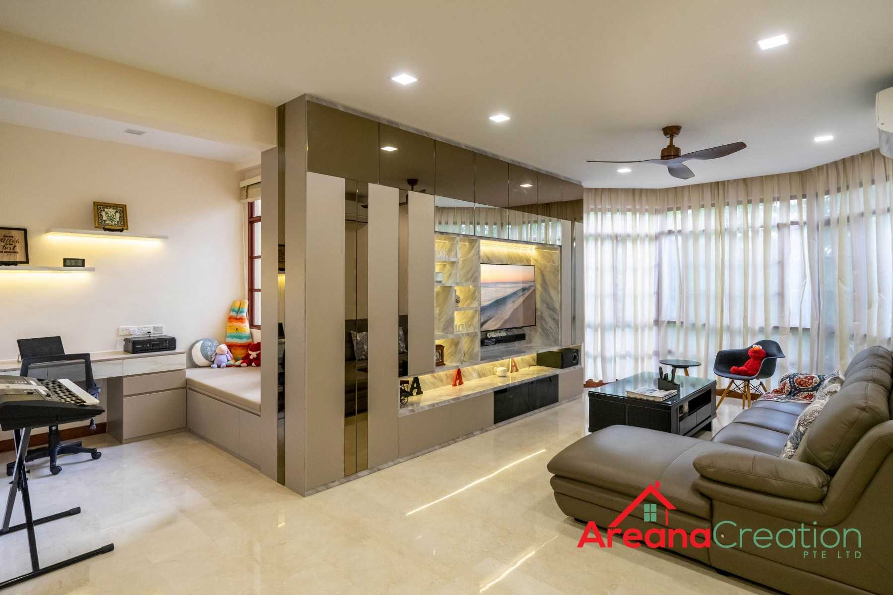 Modern Living Room with Homogeneous Tiles and Marble Floor