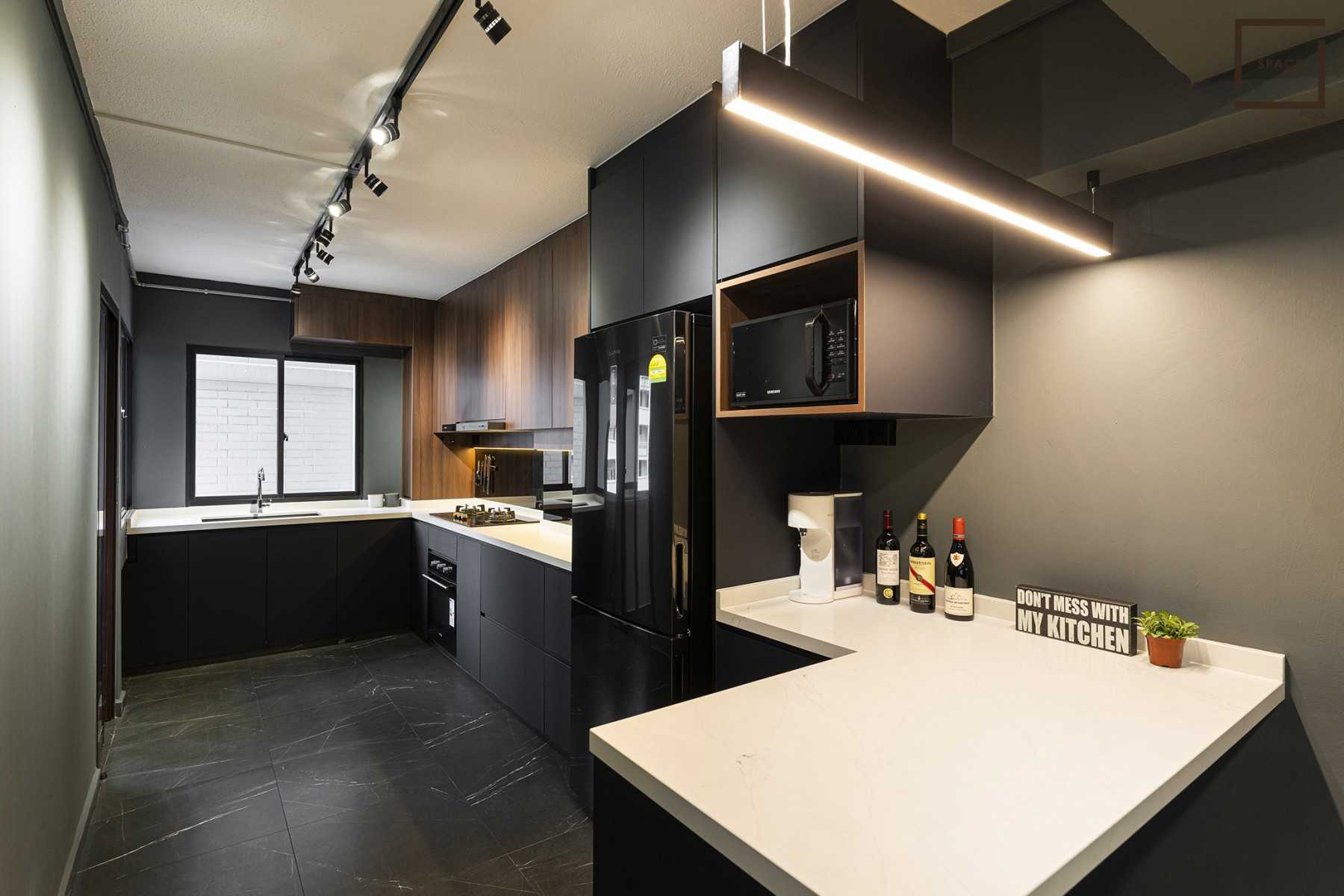 Contemporary Kitchen with Cupboard and Open Kitchen
