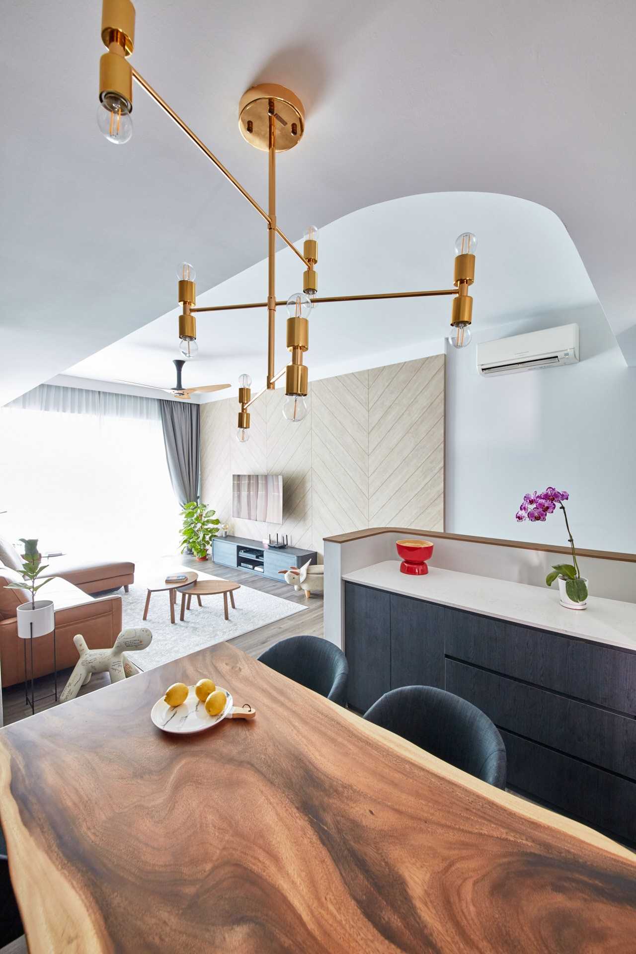 Modern Dining Room with Drop Light and Dining Table