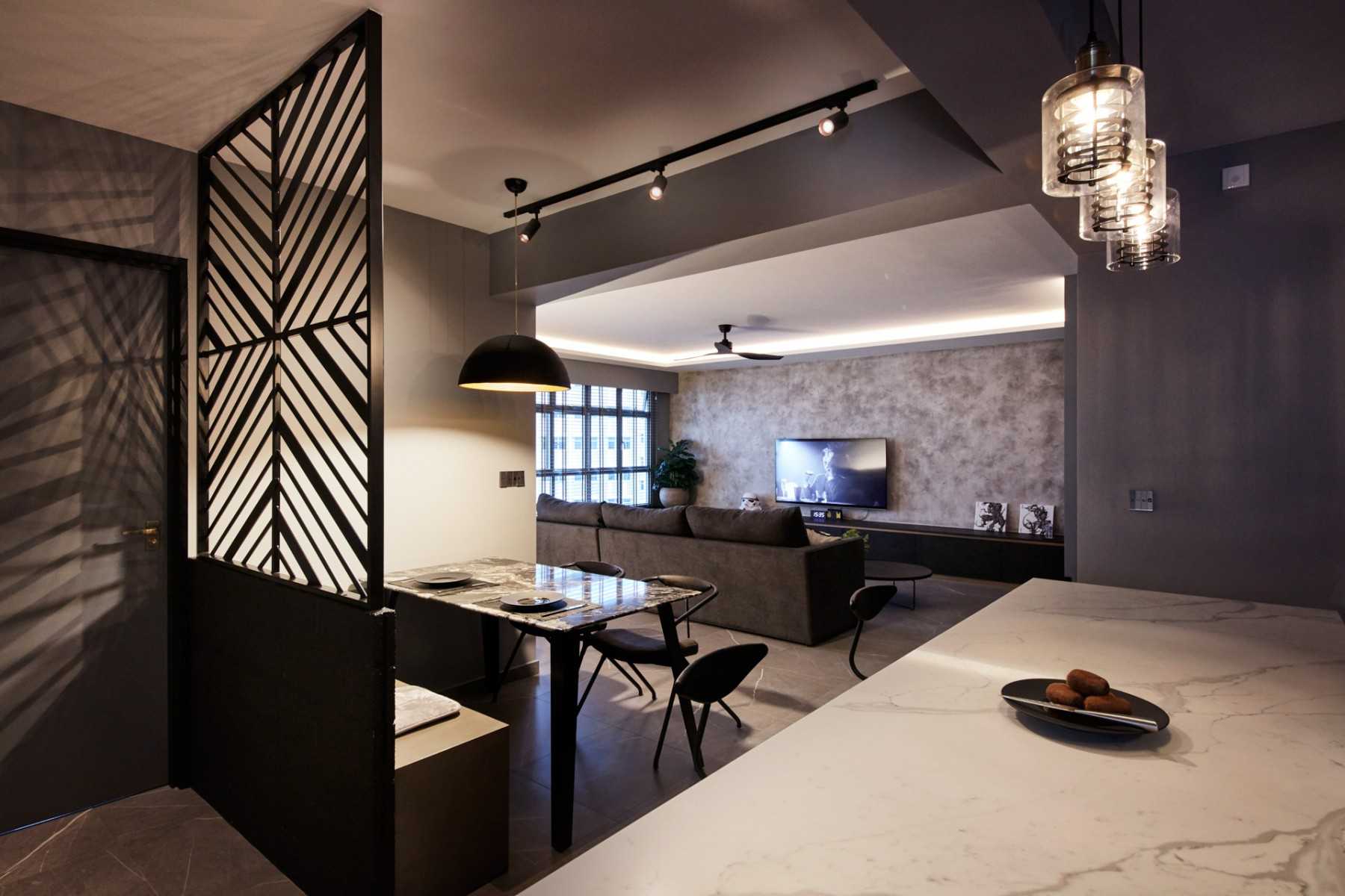 Modern Dining Room with Kitchen Island and Dining Table