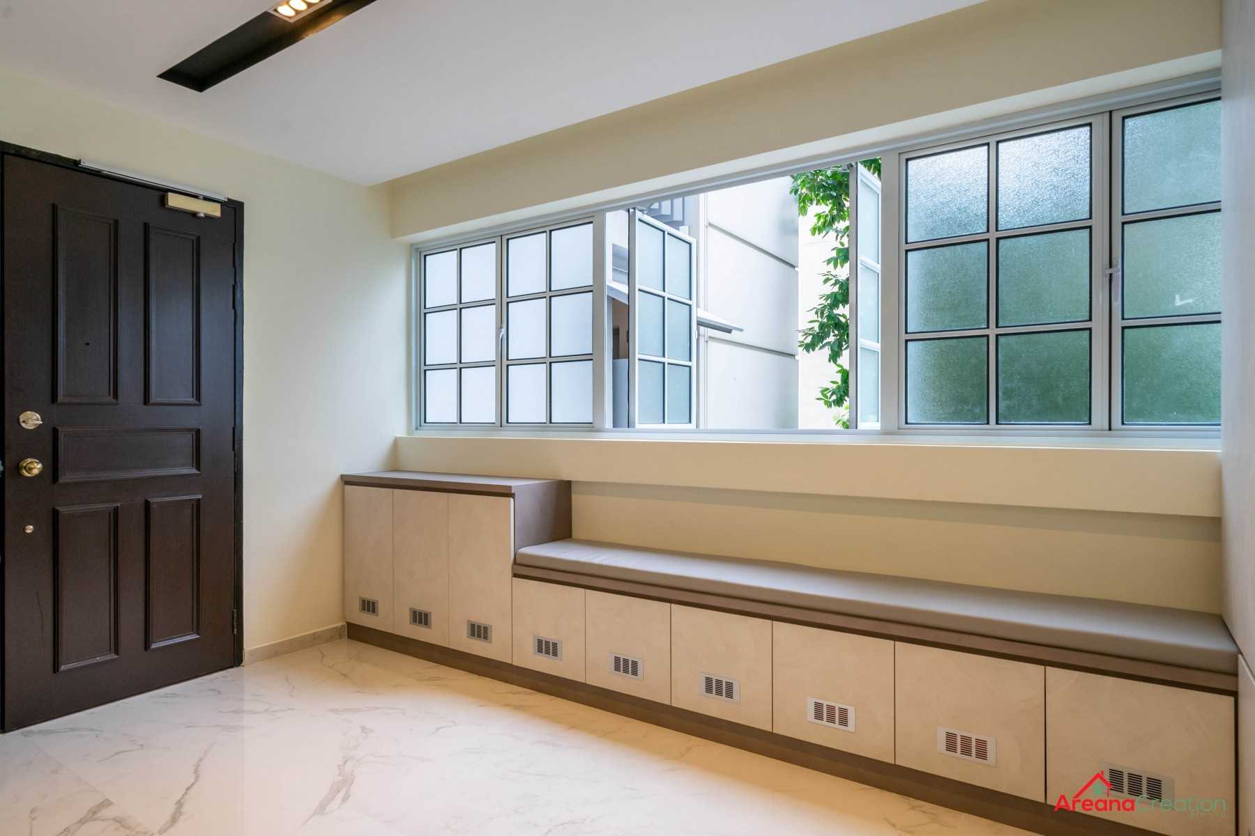Contemporary Entryway with Seating Bench and Shoe Rack
