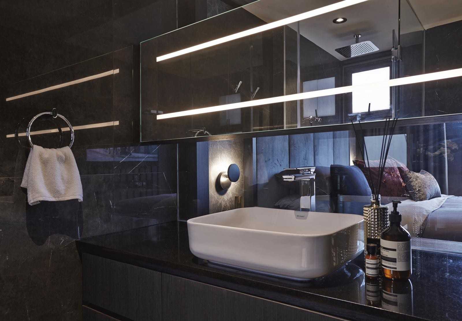 Contemporary Bathroom with Mirror and Bathroom Mirrors