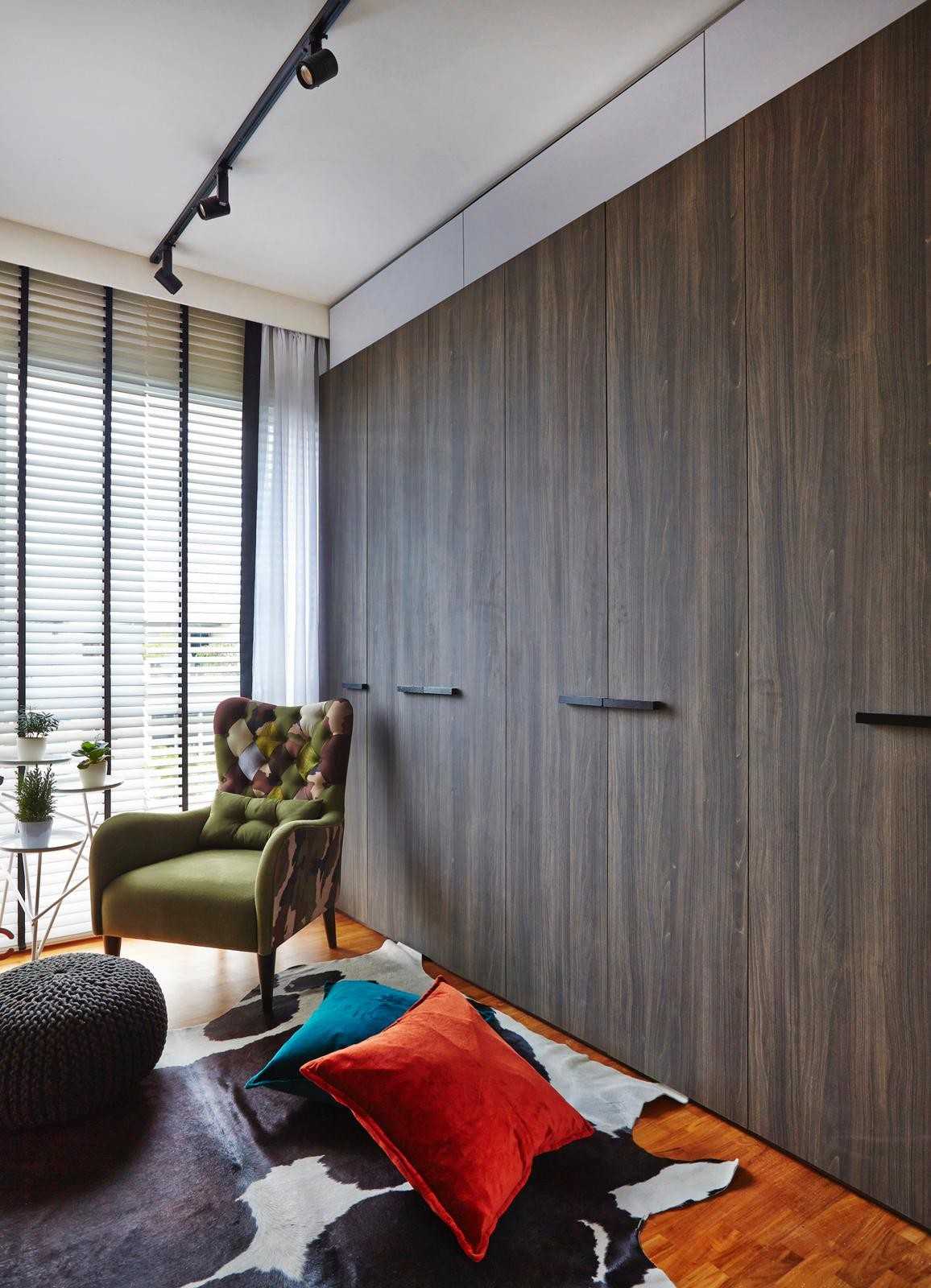 Industrial Study with Storage Cabinets and Lighting