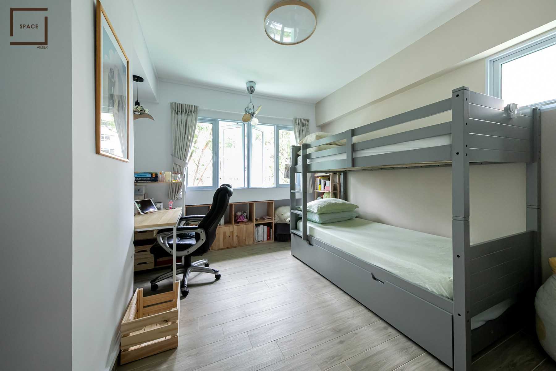 Contemporary Kids Room with Bookshelf and Toys