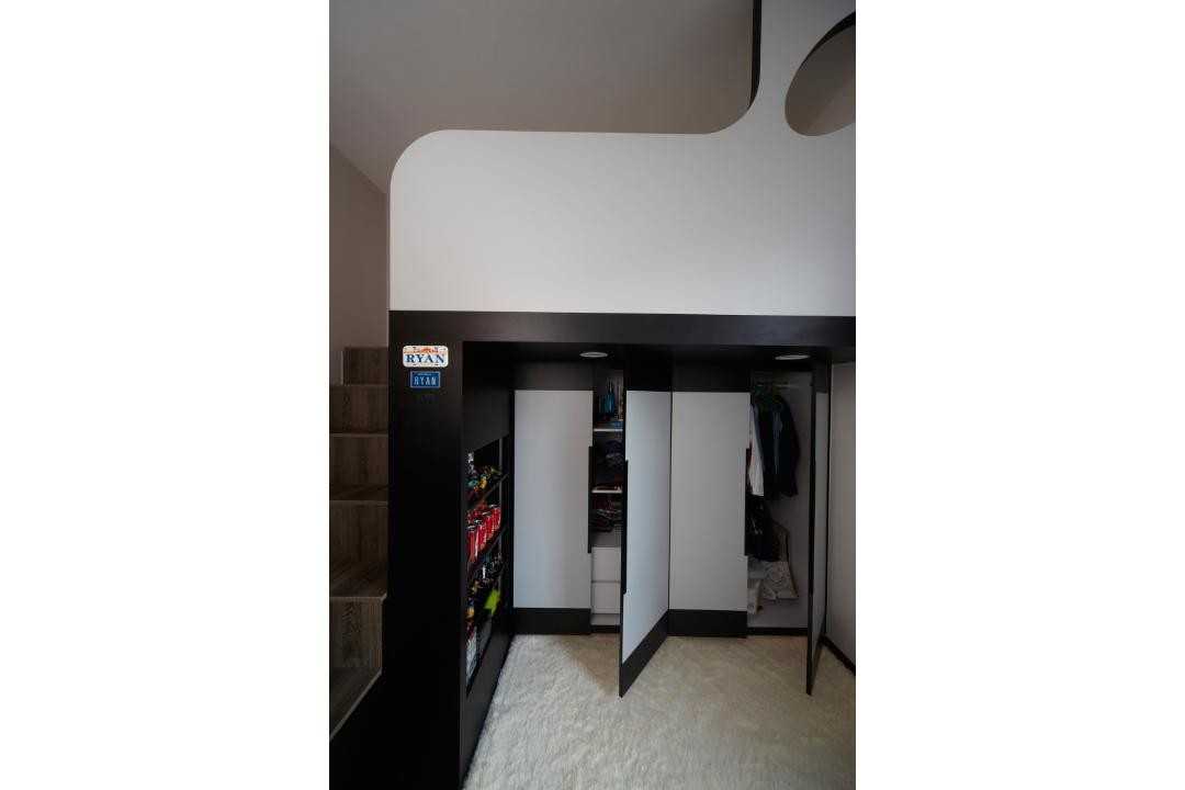 Eclectic Entryway with Wardrobe and Shoe Cabinets