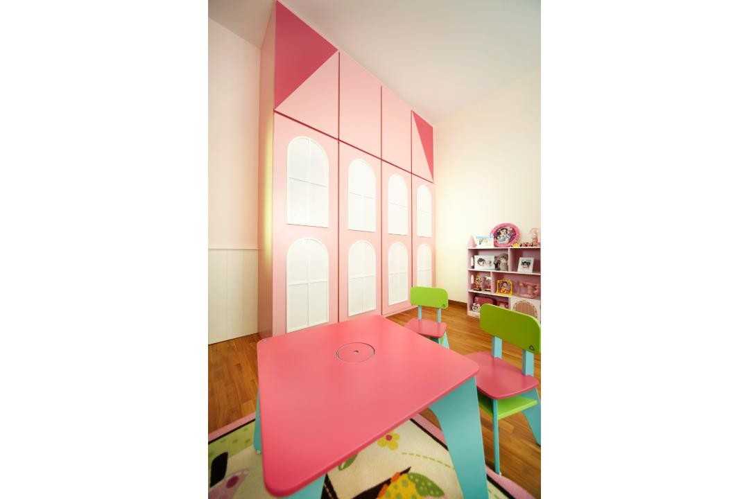 Eclectic Kids Room with Children's Storage and Children's Furniture
