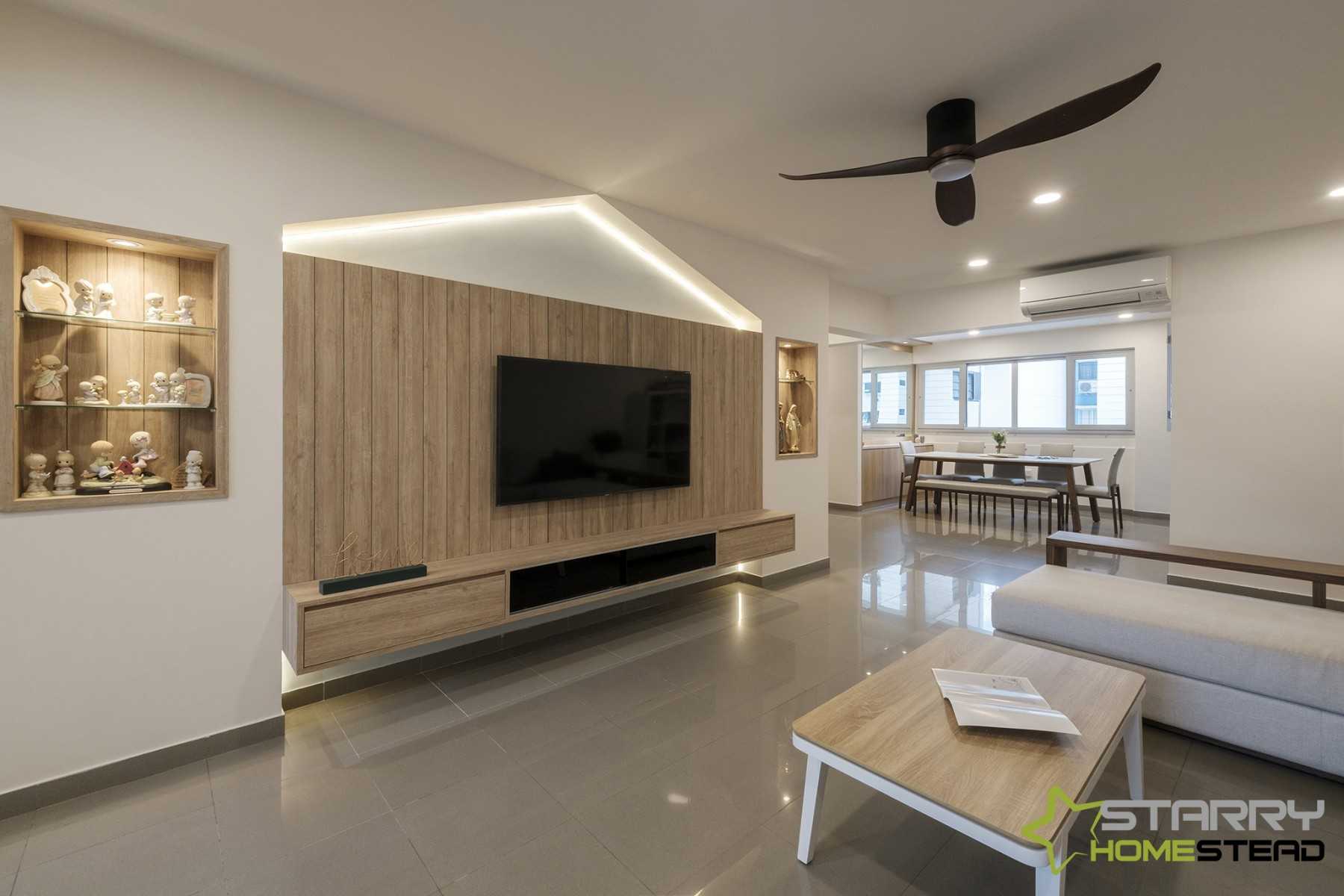 Scandinavian Living Room with TV Console and Display Cabinets