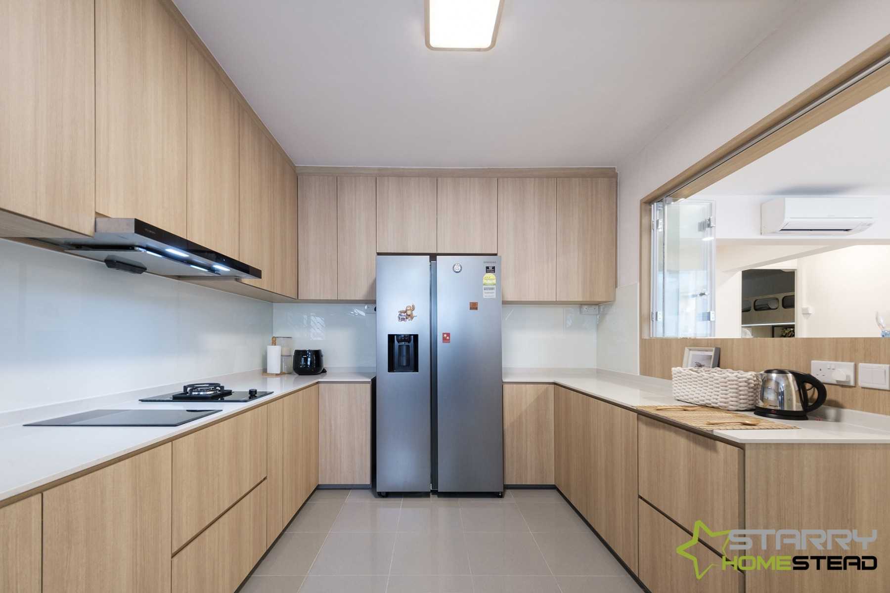 Scandinavian Kitchen with Kitchen Cabinets and Flooring