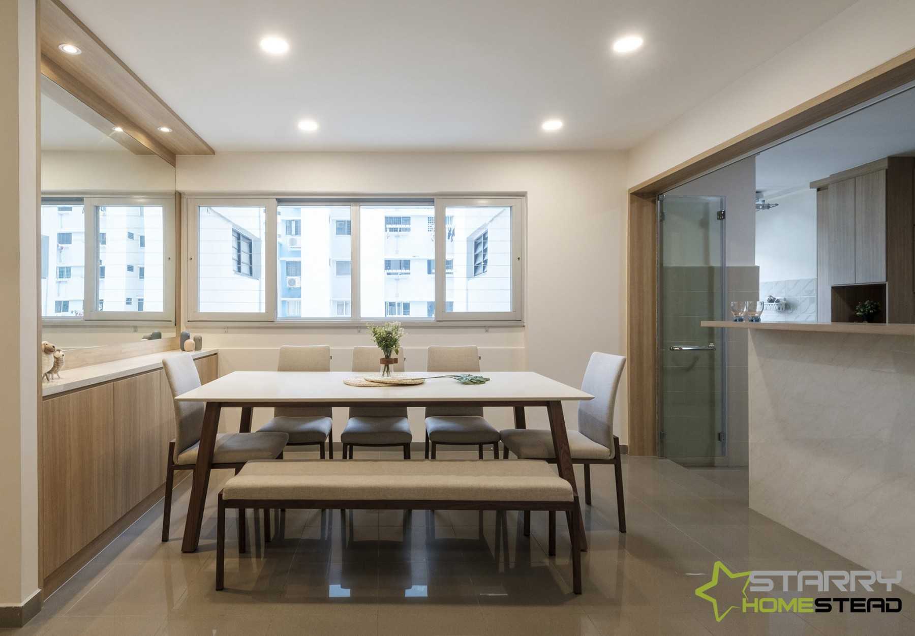 Scandinavian Dining Room with Dining Table and Seating Bench