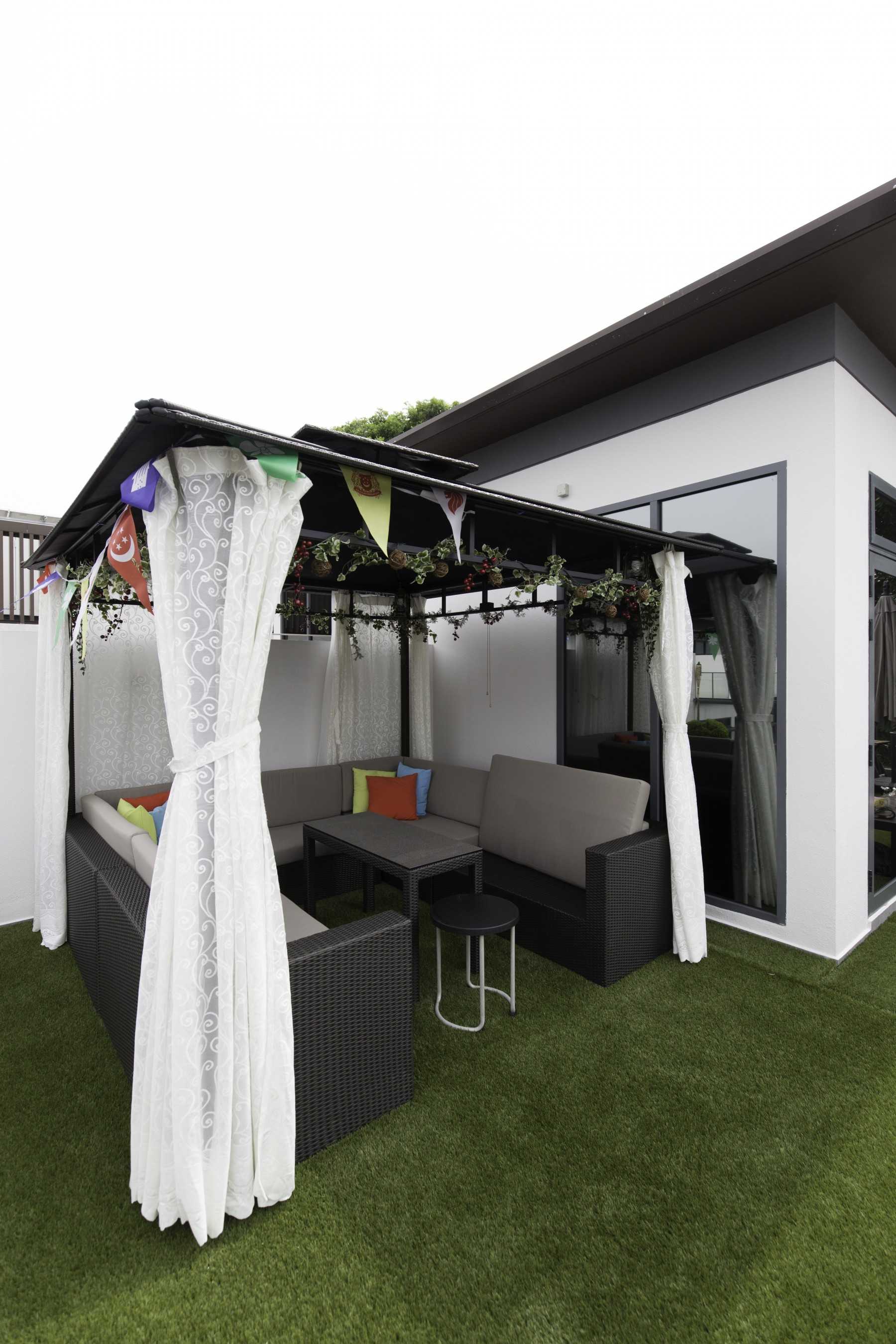 Modern Outdoor with Canopy and Landscaping