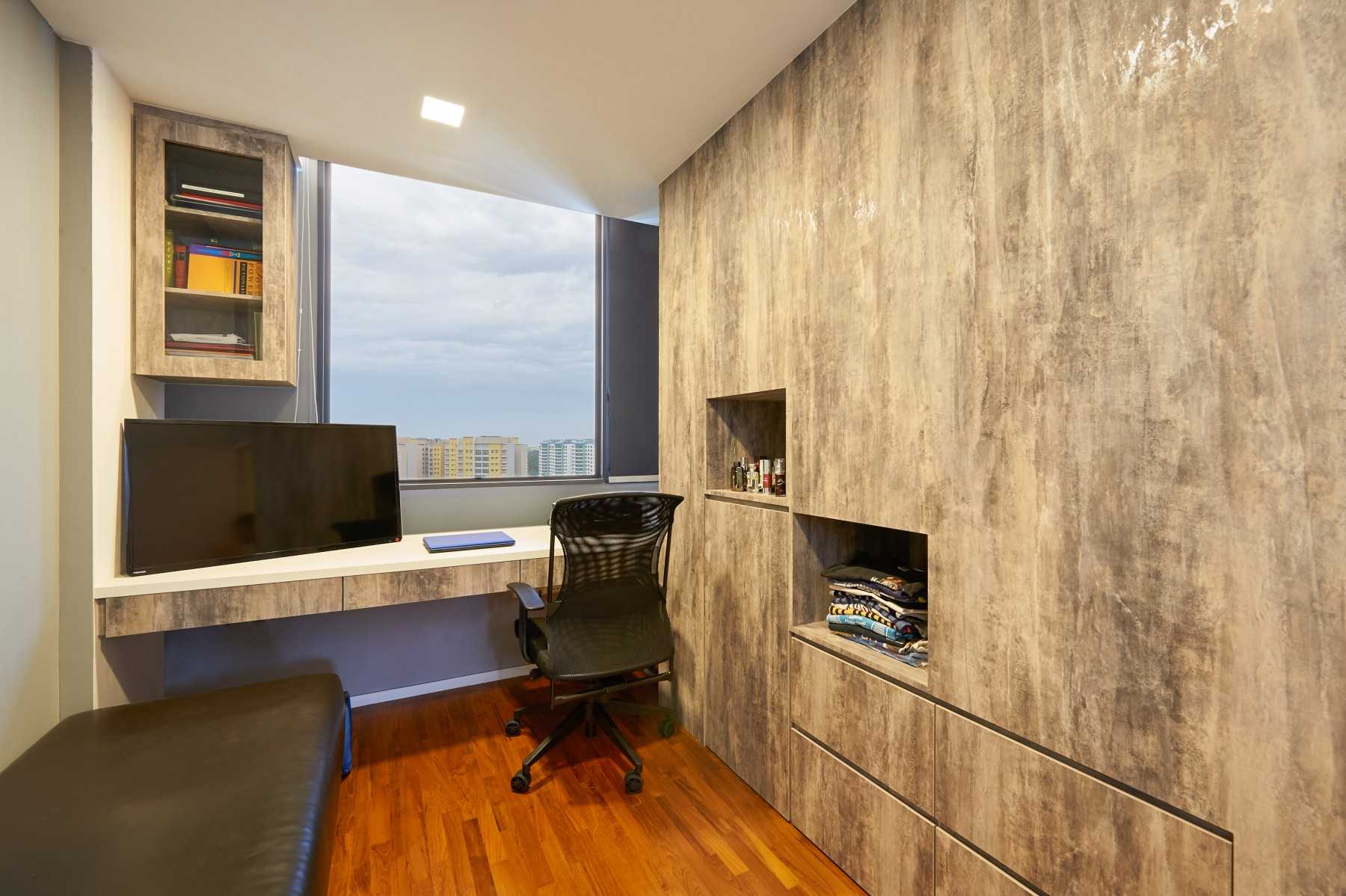 Modern Study with Bookshelf and Downlights