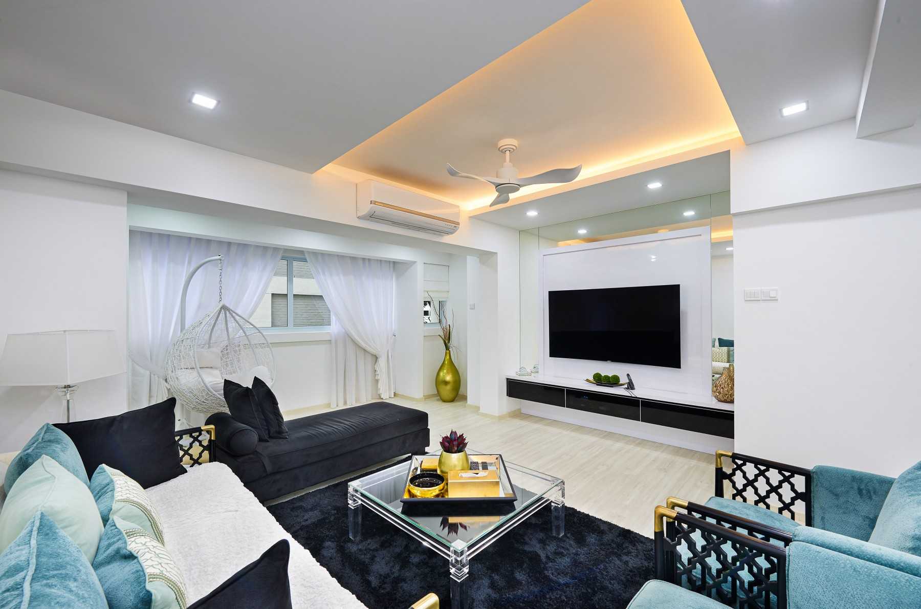 Modern Dining Room with TV Console and Feature Wall