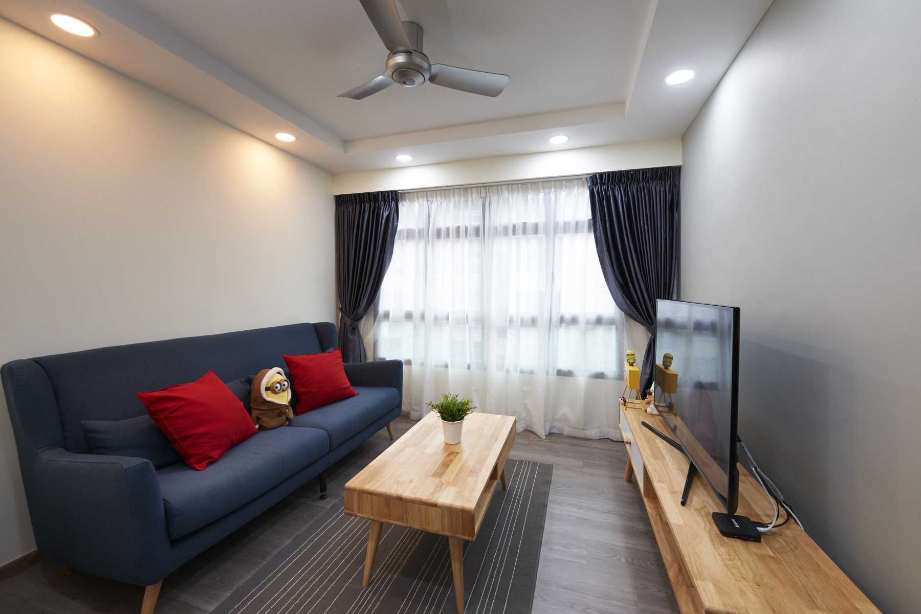 Scandinavian Living Room with TV Console and Carpet