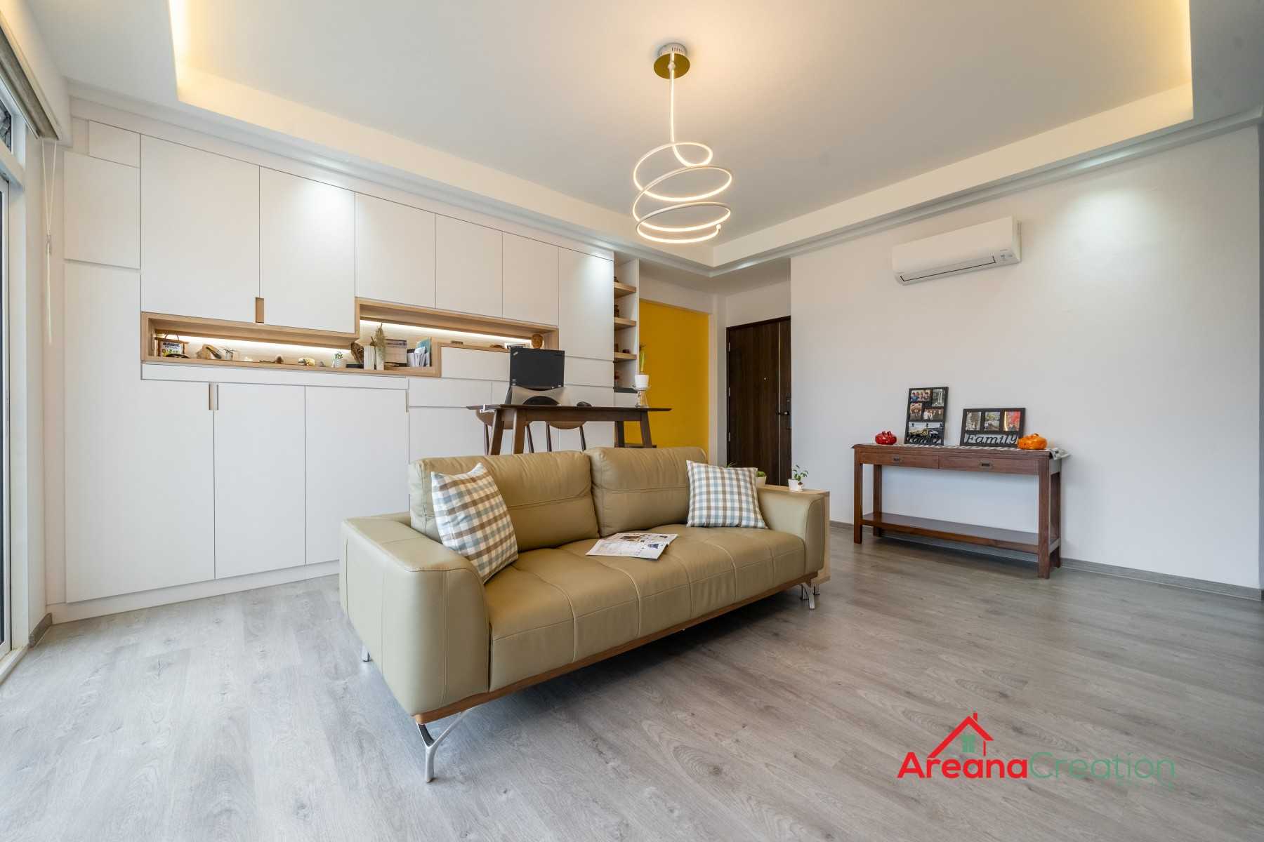 Contemporary Living Room with TV Console and Feature Wall