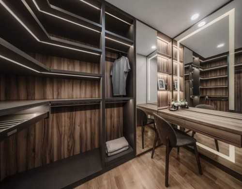 Contemporary Walk-in Wardrobe at Concourse Skyline @ Beach Road