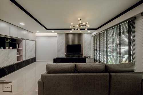 Contemporary Living Room at HDB 5-ROOM @ BIDADARI PARK DRIVE