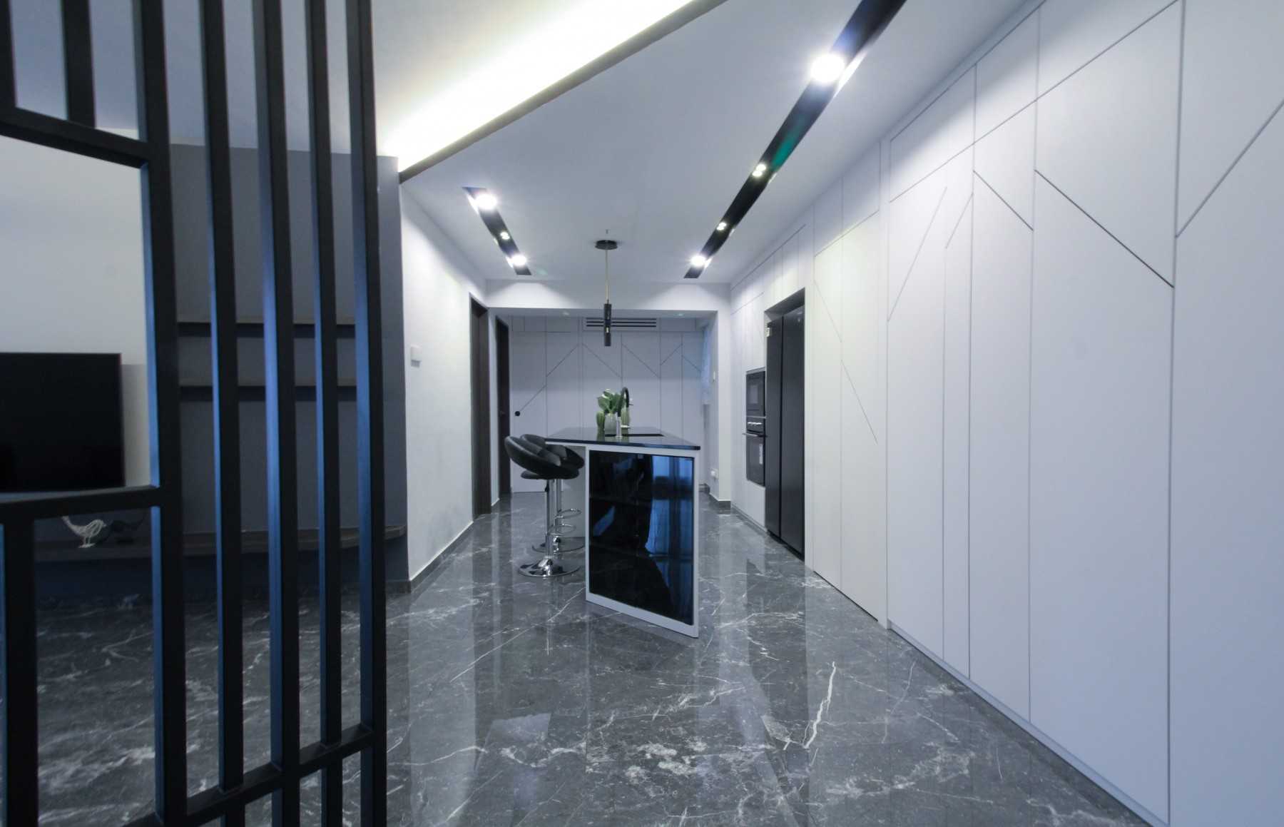 Minimalist Entryway with Mirror and Small Storage