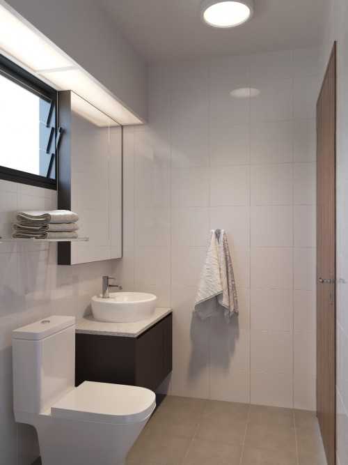 Modern Bathroom at Premium HDB Apt @ Ghim Moh Edge